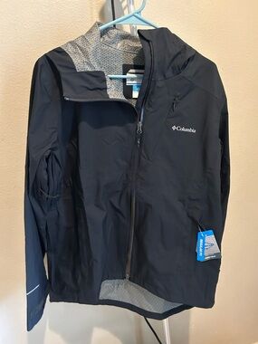 Columbia Black Hooded Rain Shell Jacket